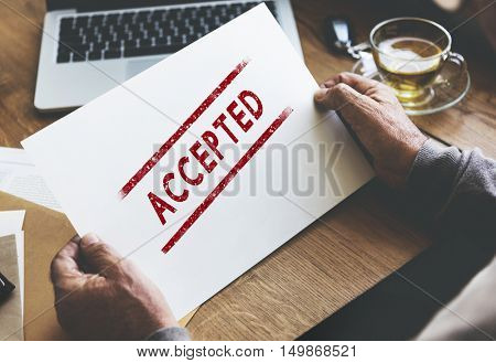 Accepted Approve Authorised Certified Decision Concept