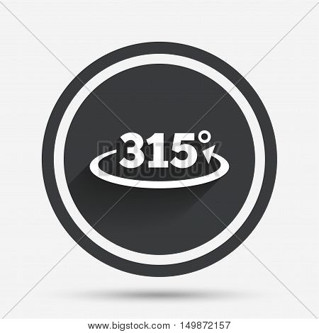 Angle 315 degrees sign icon. Geometry math symbol. Circle flat button with shadow and border. Vector