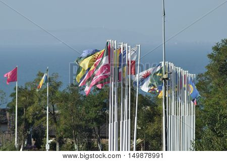 Number Of Different Flags With Coats Of Arms And Banners
