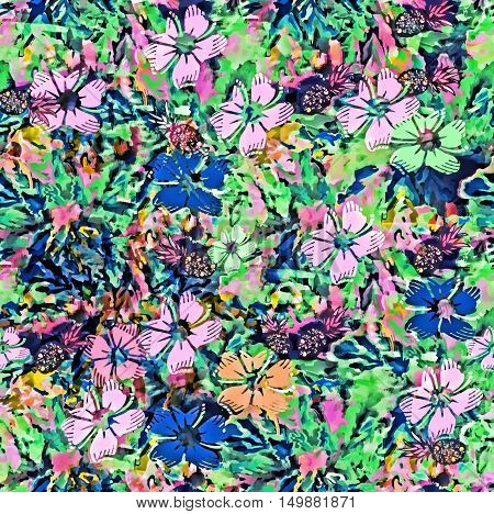 pineapple flower and summer background tropical print illustration pattern