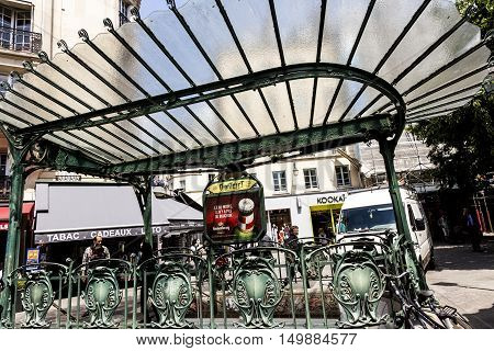 Old Art Nouveau Metro Station Chatelet In The Area Of Les Halles In Paris