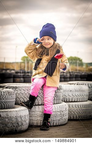 Beautiful Stylish Little Girl With Glasses