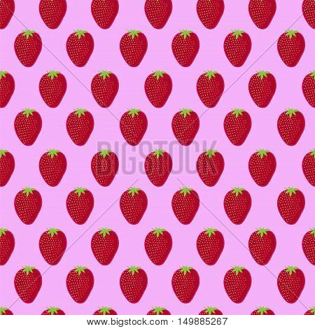Pink and red strawberry textile print seamless pattern. Strawberry background.