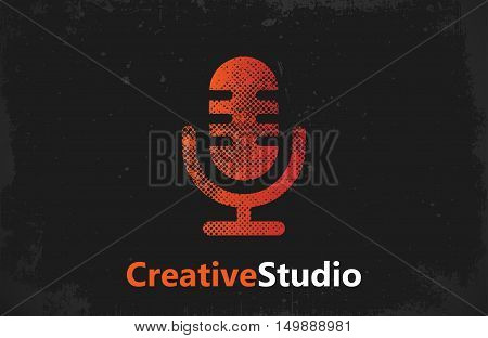 microphone logo. music studio logo design. creative studio