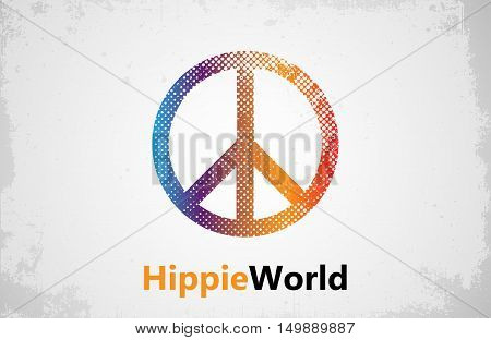 Make Love Not War - Hippie style. PEACE logo. Color hippie