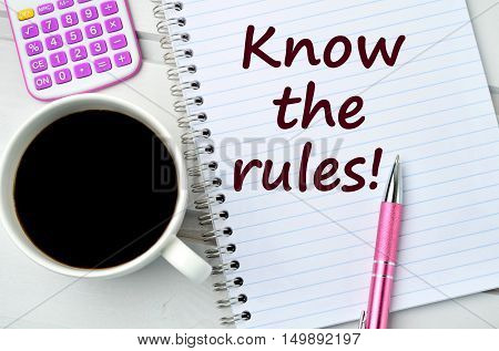 Know the rules words on notebook page