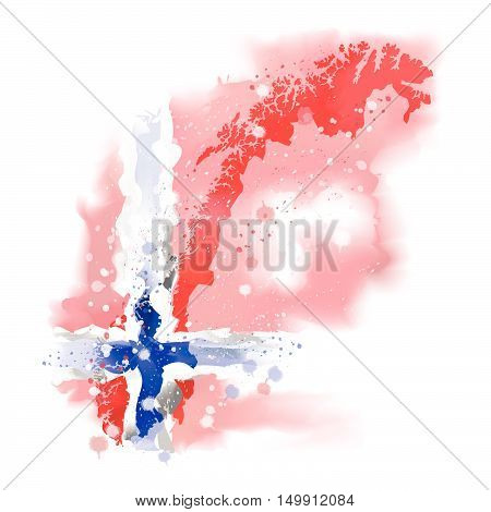 vector map of Norway Water color paint