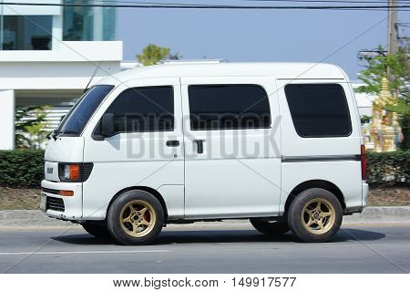 CHIANGMAI, THAILAND -FEBRUARY 29 2016: Private Daihatsu Hijet old Van Car. On road no.1001, 8 km from Chiangmai city.