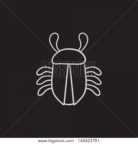 Computer bug vector sketch icon isolated on background. Hand drawn Computer bug icon. Computer bug sketch icon for infographic, website or app.