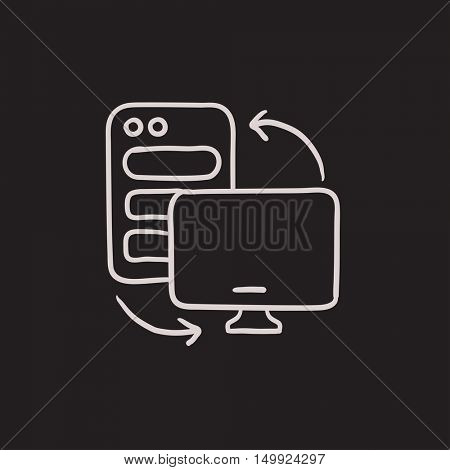 Personal computer set vector sketch icon isolated on background. Hand drawn Personal computer set icon. Personal computer set sketch icon for infographic, website or app.