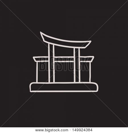 Torii gate vector sketch icon isolated on background. Hand drawn Torii gate icon. Torii gate sketch icon for infographic, website or app.