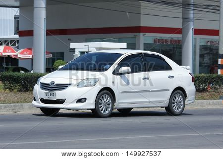 CHIANGMAI, THAILAND -FEBRUARY 29 2016: Private City car, Toyota Vios. On road no.1001, 8 km from Chiangmai Business Area.