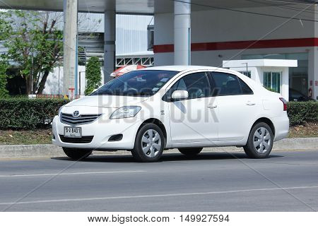 CHIANGMAI, THAILAND -FEBRUARY 29 2016: Private City car, Toyota Vios. On road no.1001, 8 km from Chiangmai Business Area.
