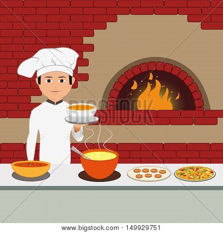 Cook Chef - Happy chef holding platter
