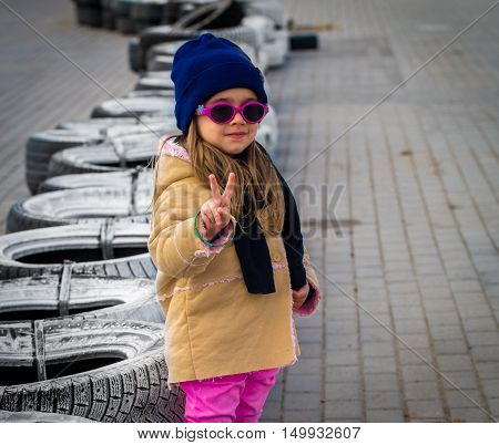 Beautiful Stylish Little Girl With Glasses