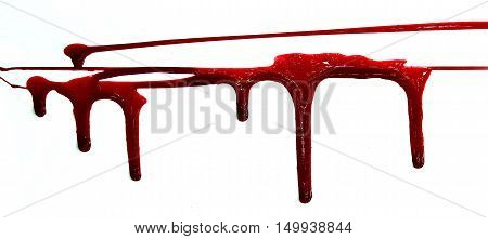 set 8. blood drop and bloodstains on isolated white background for horror content.