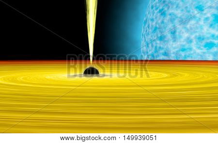 Black hole absorbs star Astronomically accurate 3D illustration