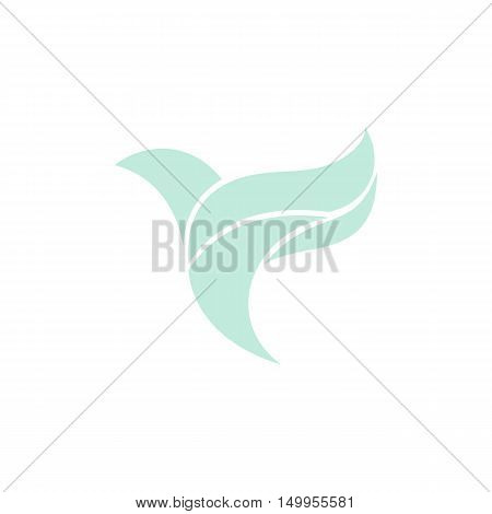 Isolated blue color flying bird side view vector logo. Animal logotype. Wings contour icon. Pigeon silhouette. Vector bird illustration. Air symbol.