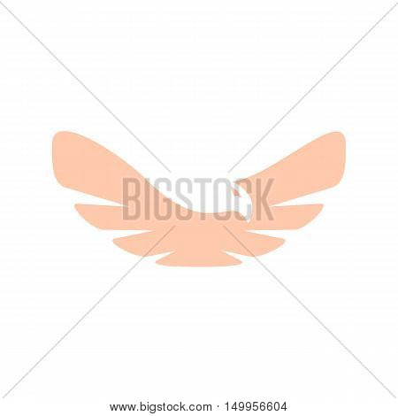 Isolated abstract pink color bird element logo. Spreading wings with feathers logotype. Flight icon. Air sign. Vector bird illustration. Airline symbol.