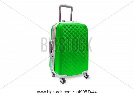Suitcases red on the white background isolated, with clipping path.