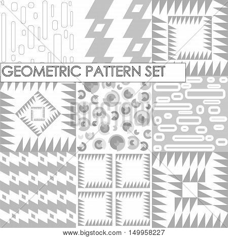 Seamless geometric patterns. Flat Gray and white texture vector