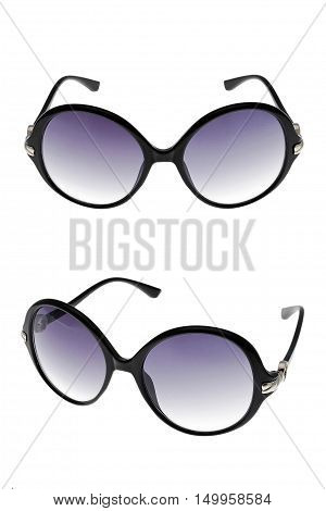 sun glasses set isolated over the white background from different sides.