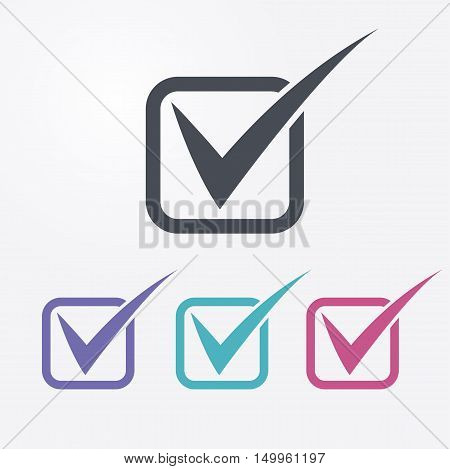 Vector check mark icons. Check list symbols. 4 different colors.