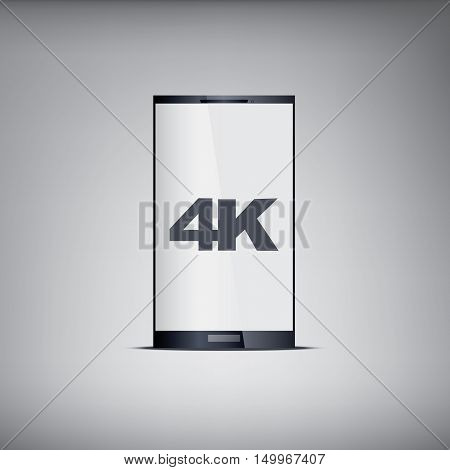 4k screen smartphone with modern ultra hd resolution. Eps10 vector illustration.