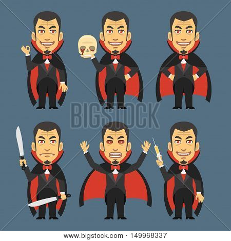 Vector Illustration, Vampire Holding Skull Machete Syringe, Format EPS 8