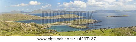 Ireland panorama summer time, close up, aerial view
