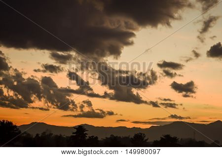 sky orange Tree Mountain outdoors beautiful nature