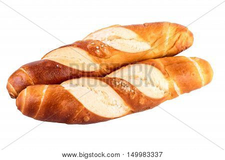 buns rolls lye rolls typical german bread isolated on white