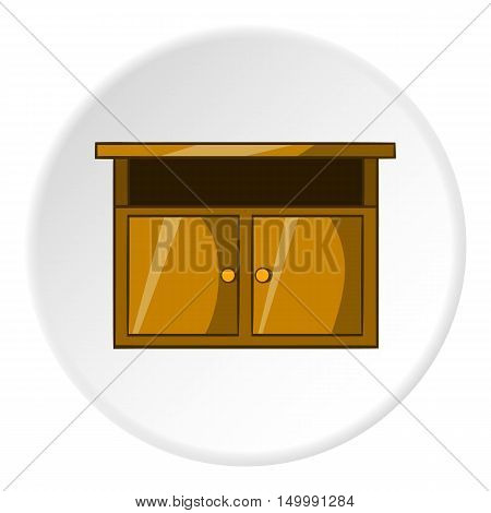 Bedside table icon in cartoon style isolated on white circle background. Furniture symbol vector illustration