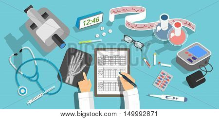 Vector flat design illustration of medicine and healthcare concepts