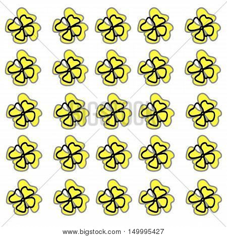 Yellow flowers on white background. Seamless pattern