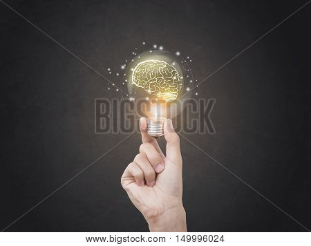 lightbulb brainstorming creative idea abstract icon on business hand.