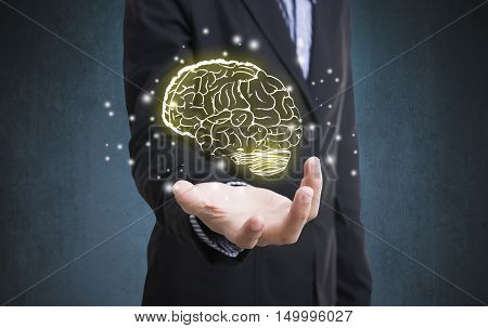 lightbulb brainstorming creative idea abstract icon on business hand.