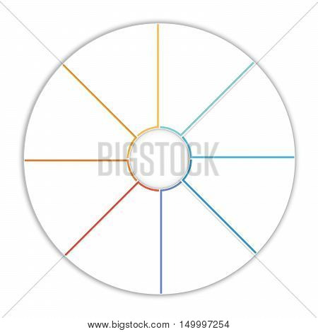 Template infographic Pie chart diagram data 8 options for text area.