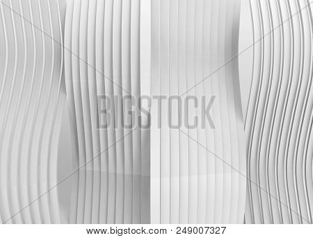 3d Rendering. Modern White Curve Panels Wall Background.