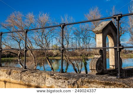 Avignon, France - March, 2018: Famous Avignon Bridge Also Called Pont Saint-benezet At Avignon Franc