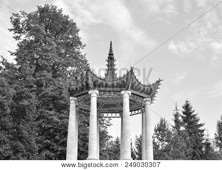 Pavilion Great Whim In Alexander Park In Tsarskoye Selo, Suburb Of St.petersburg, Russia. Black And 