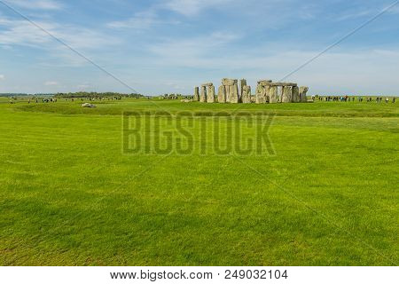 Stonehenge, Salisbury, Uk- 04 May 2014: Stonehenge An Ancient Prehistoric Stone Monument. It Was Bui