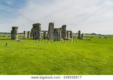 Stonehenge, Salisbury, Uk- 04 May 2014: Stonehenge An Ancient Prehistoric Stone Monument. It Was Bui