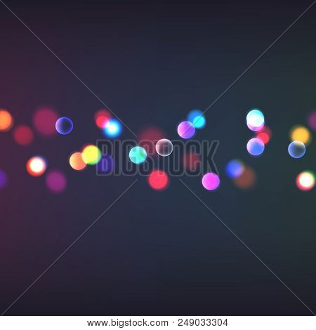 Stock Vector Illustration Abstract Background Bokeh. Blurred Focus, Christmas Lights. Many Lights, B