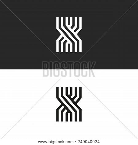 Minimal Style Logo X Letter Icon Monogram, Intersection Thin Lines Initial Creative Corparate Emblem