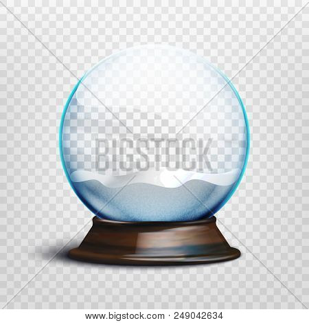 Stock Vector Illustration Realistic Empty Christmas Snow Globe Isolated On A Transparent Background.