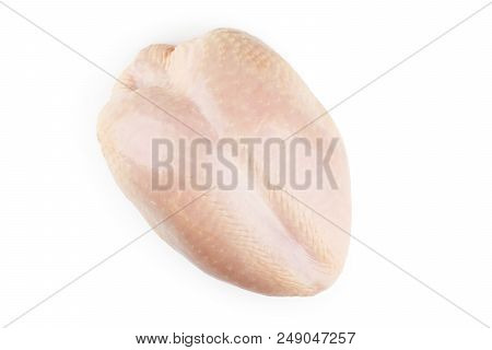 Raw Chicken Breast Isolated On White Background.