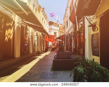 Tbilisi, Georgia - July 10, 2018: Outdoor Cafes In The Shardeni Street Of Old Town Tbilisi, Georgia