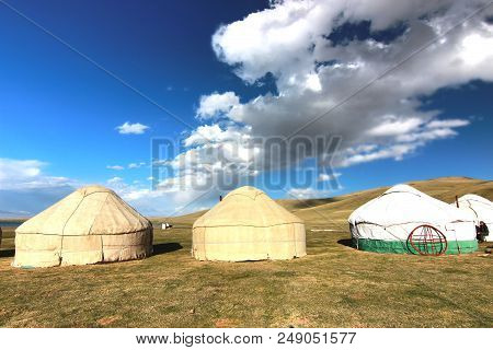 The Ger Camp In A Large Meadow At Ulaanbaatar , Mongolia