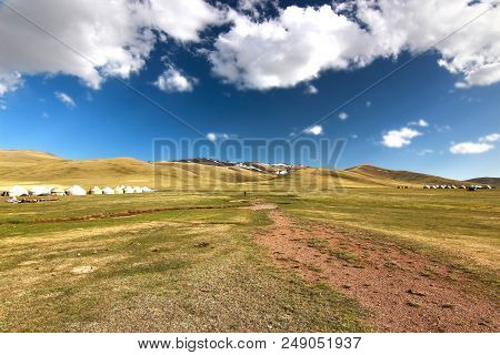 The Ger Camp In A Large Meadow At Ulaanbaatar , Mongolia
